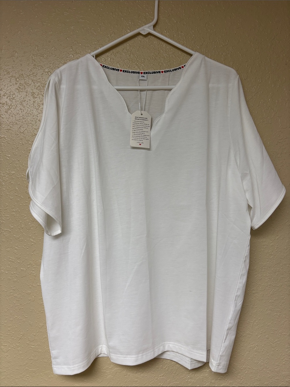 Relaxed V-Neck White Women's Blouse